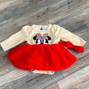 Minnie Mouse Christmas dress with matching bow